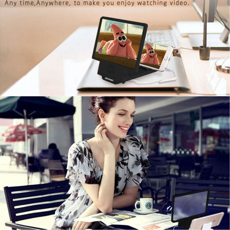 Mobile Phone Screen Magnifier with 3D HD Video and Bluetooth Amplification 